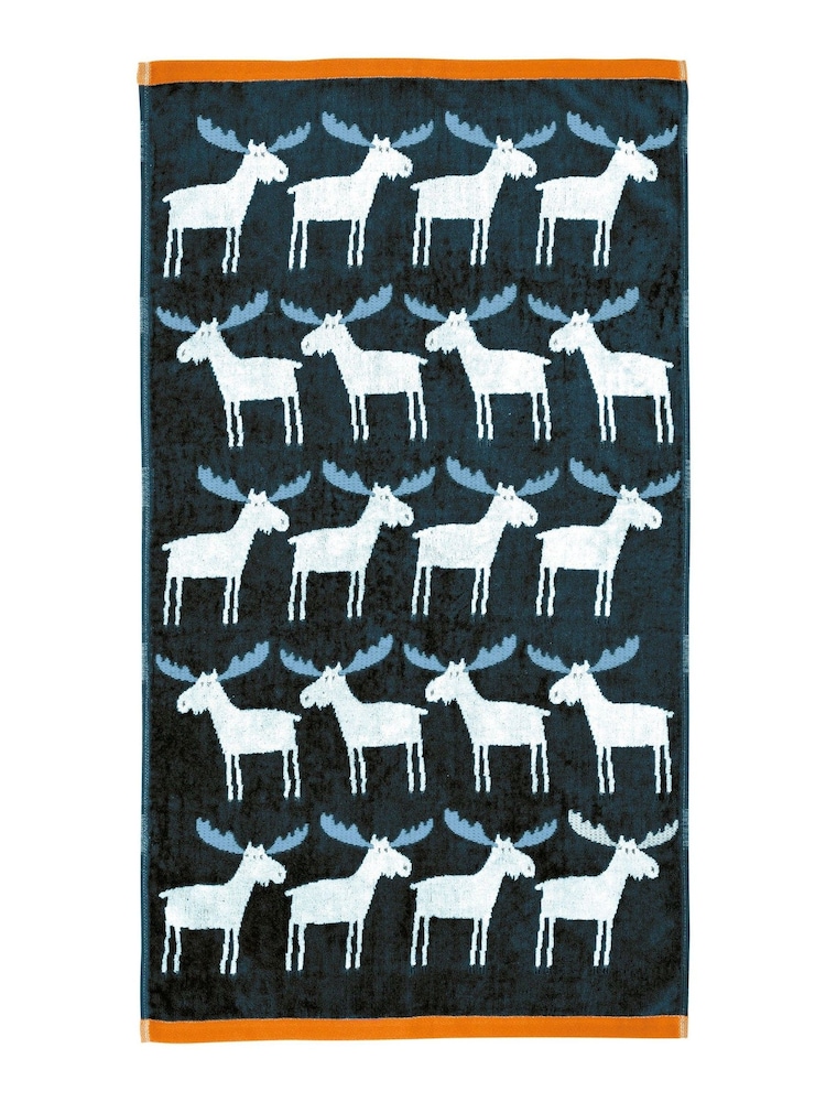 Scion Set of 2 Blue Marty Moose Hand Towels - Image 3 of 3