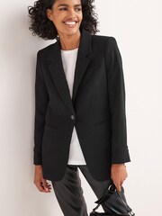 Black Crepe Single Breasted Blazer - Image 1 of 5