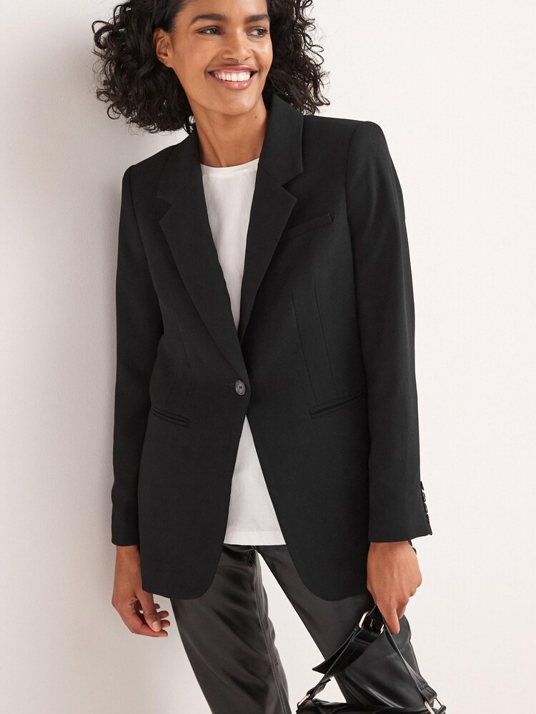 Black Crepe Single Breasted Blazer - Image 1 of 5