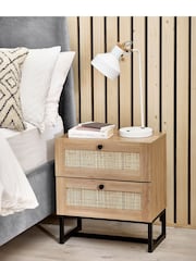 Julian Bowen Brown Padstow Rattan 2 Drawer Bedside Table - Image 1 of 4