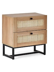 Julian Bowen Brown Padstow Rattan 2 Drawer Bedside Table - Image 2 of 4