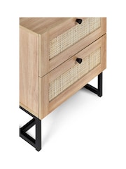 Julian Bowen Brown Padstow Rattan 2 Drawer Bedside Table - Image 4 of 4