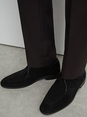 Reiss Black Blake Suede Lace-Up Derby Shoes - Image 1 of 6