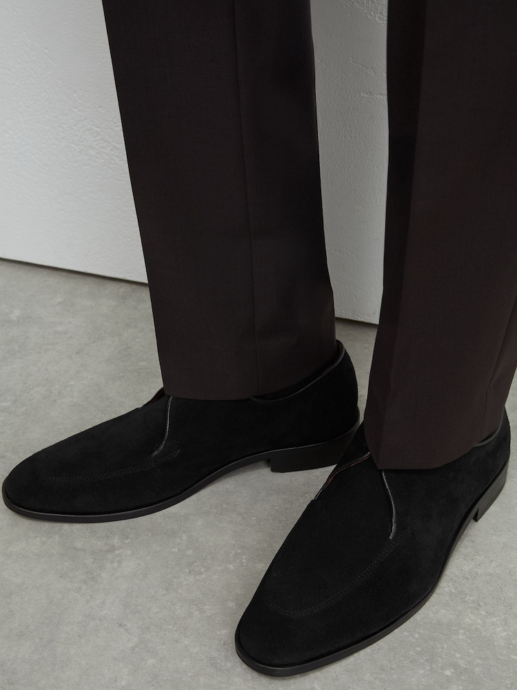 Reiss Black Blake Suede Lace-Up Derby Shoes - Image 1 of 6 Reiss Black Blake Suede Lace-Up Derby Shoes - Image 1 of 6