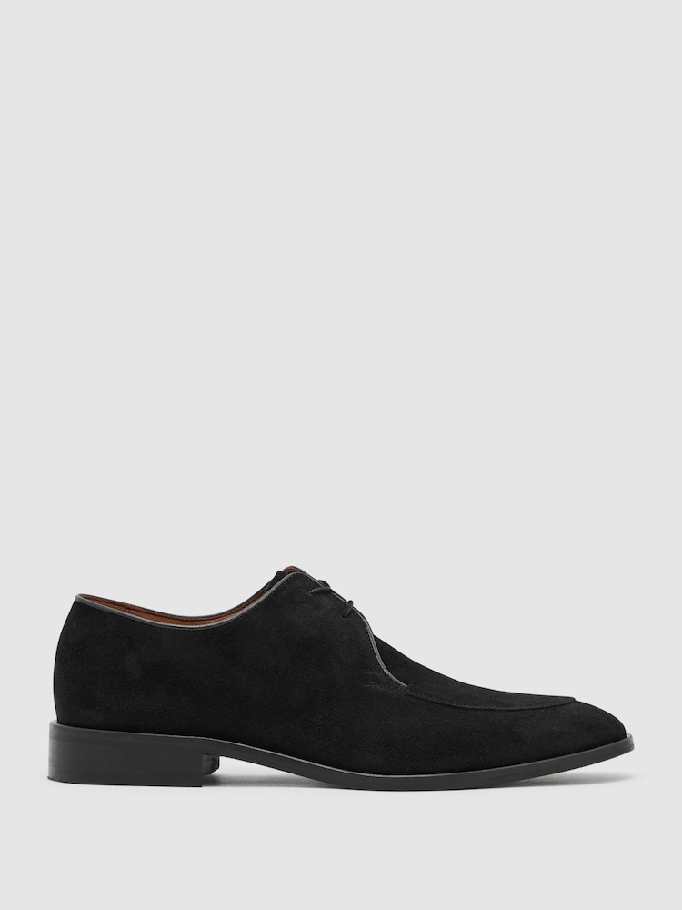 Reiss Black Blake Suede Lace-Up Derby Shoes - Image 2 of 6 Reiss Black Blake Suede Lace-Up Derby Shoes - Image 2 of 6