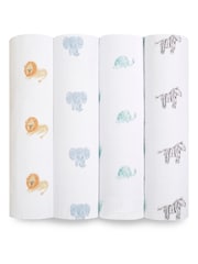 aden + anais Animal Kingdom Organic Cotton Muslin Blankets 4 Pack - Image 1 of 1
