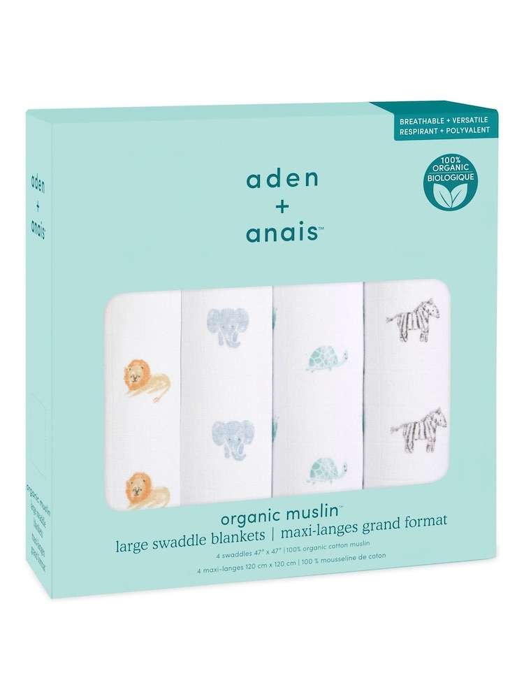 aden + anais Animal Kingdom Cotton Muslin Blankets 4 Pack - Image 2 of 8