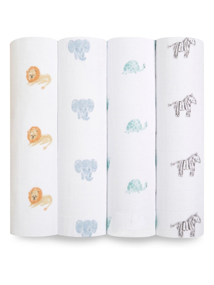 aden + anais Animal Kingdom Cotton Muslin Blankets 4 Pack - Image 4 of 8