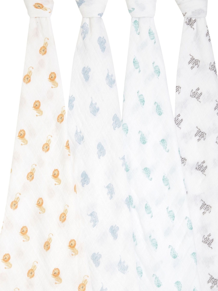 aden + anais Animal Kingdom Cotton Muslin Blankets 4 Pack - Image 9 of 9