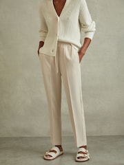Reiss Cream Hailey Tapered Pull On Trousers - Image 1 of 6