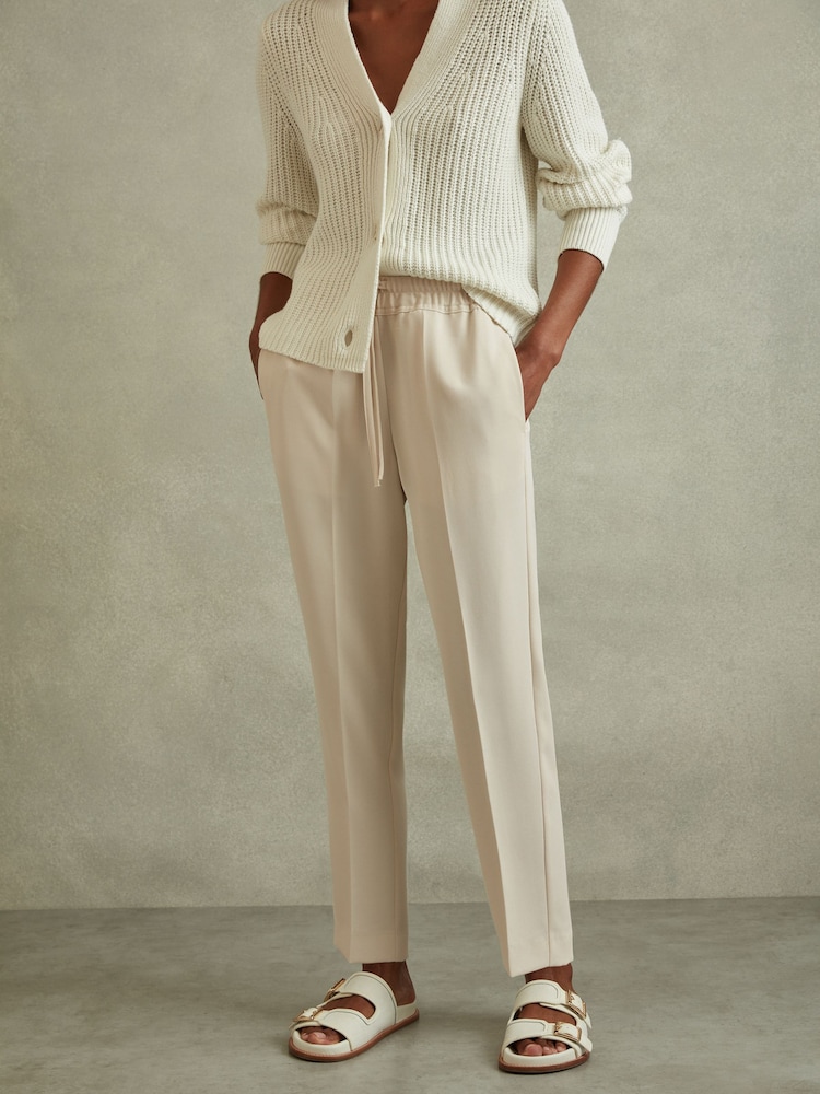 Reiss Cream Hailey Tapered Pull On Trousers - Image 1 of 6