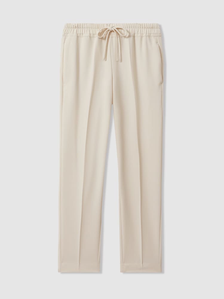 Reiss Cream Hailey Tapered Pull On Trousers - Image 2 of 6