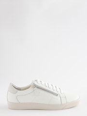 White Wide Fit Signature Leather Side Zip Trainers - Image 2 of 5