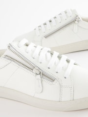 White Wide Fit Signature Leather Side Zip Trainers - Image 4 of 5