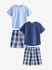 Blau - Karierte, kurze Pyjamas im 2er-Pack (9Monate bis 16 Jahre) - Bild 4 von 6