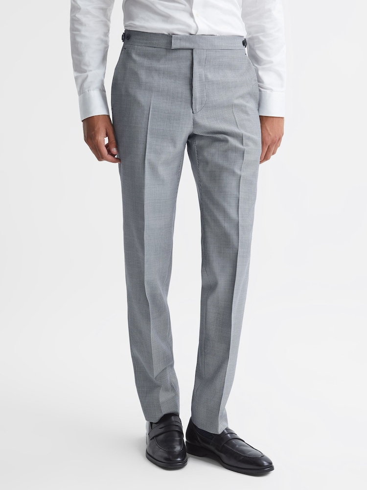 Reiss Grange Wool Slim Fit Micro Puppytooth Formal Trousers - Imagen 1 de 5