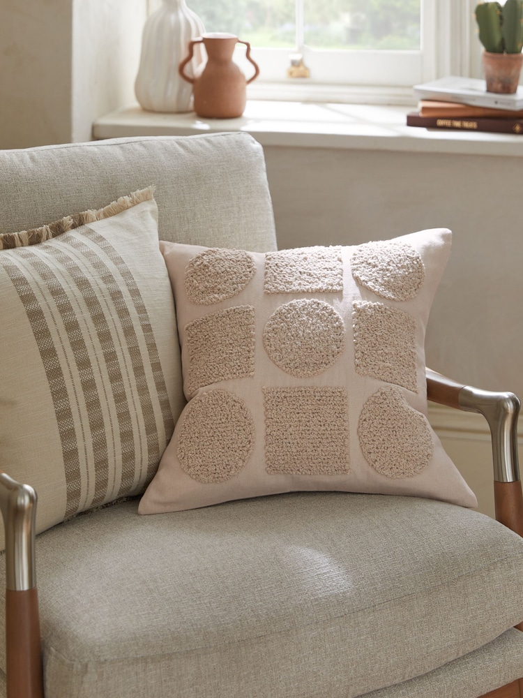 Natural Tufted Shapes Cushion - Image 1 of 4