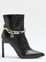 River Island Black Point Toe Chain Boots - Image 1 of 4