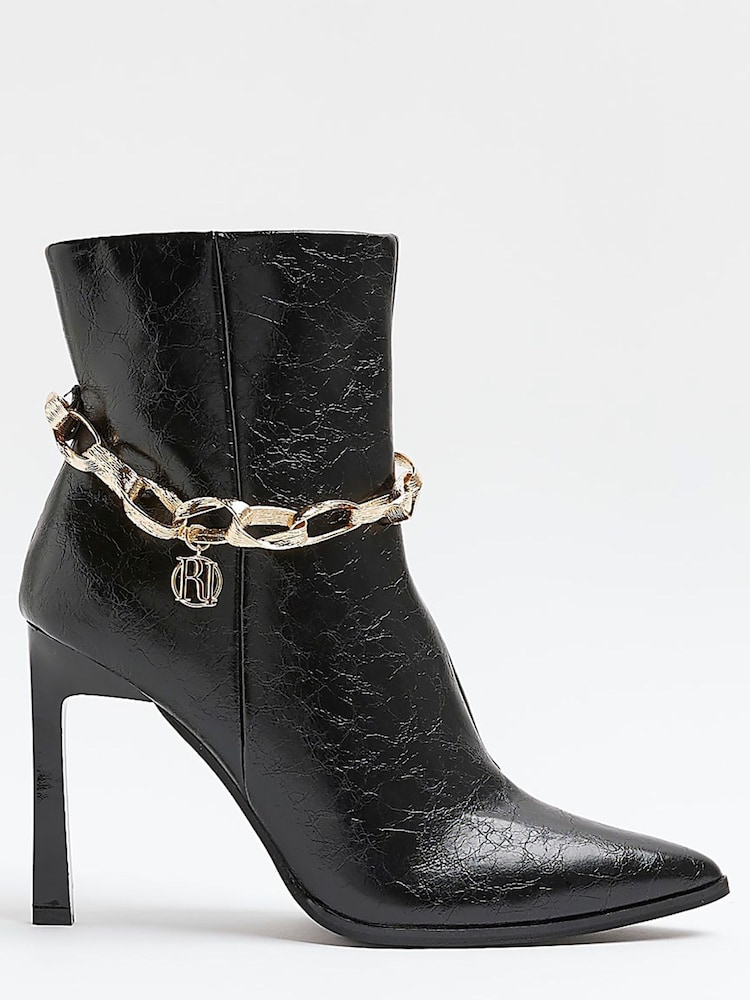 River Island Black Point Toe Chain Boots - Image 1 of 4 River Island Black Point Toe Chain Boots - Image 1 of 4