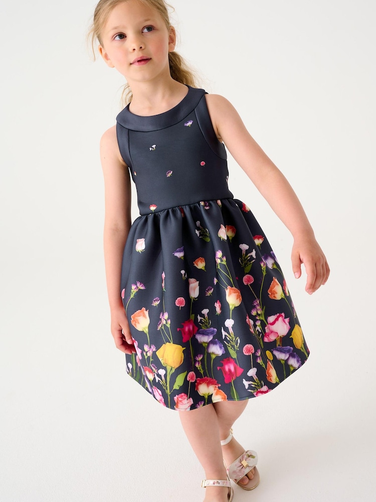 Baker by Ted Baker Navy Blue Floral Scuba Dress - Image 2 of 10 Baker by Ted Baker Navy Blue Floral Scuba Dress - Image 2 of 10