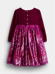 JoJo Maman Bébé Plum Purple Velvet & Sequin Party Dress - Image 2 of 4