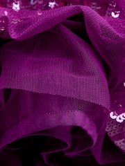 JoJo Maman Bébé Plum Purple Velvet & Sequin Party Dress - Image 4 of 4