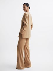 Reiss Neutral Margeaux Collarless Double Breasted Suit Blazer - Image 5 of 6