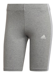 adidas Grey 3 Stripe Shorts - Image 6 of 6
