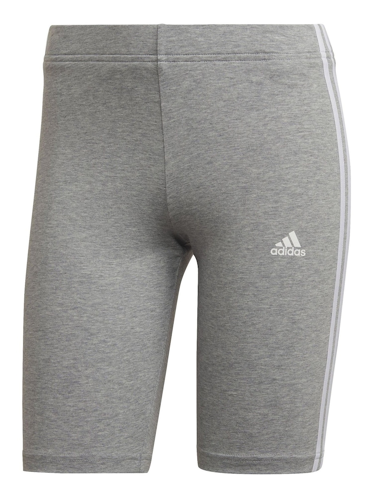 adidas Grey 3 Stripe Shorts - Image 6 of 6