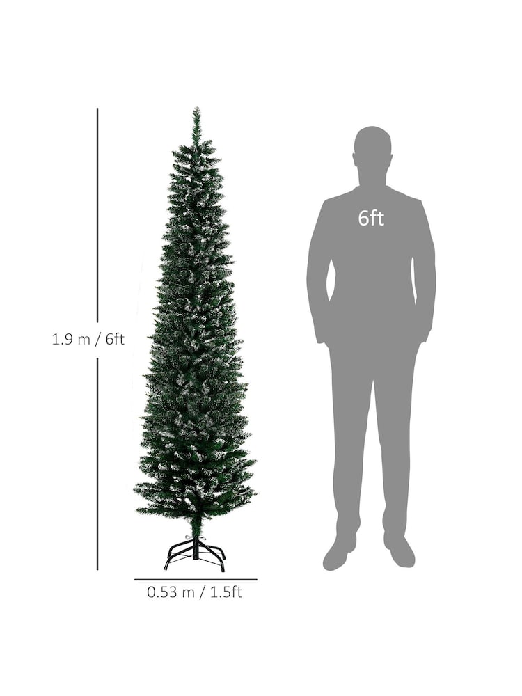 Homcom Green 6.5ft Artificial Snowy Christmas Tree - Image 5 of 5
