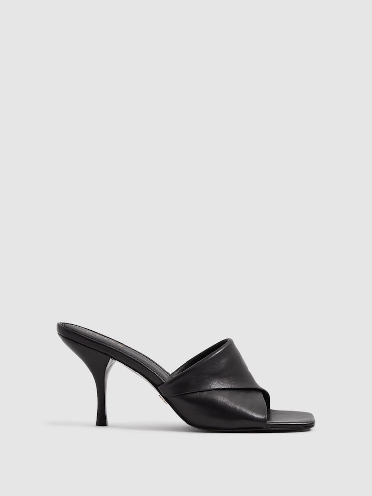 Reiss Black Beaumont Folded Mules - Image 1 of 7 Reiss Black Beaumont Folded Mules - Image 1 of 7