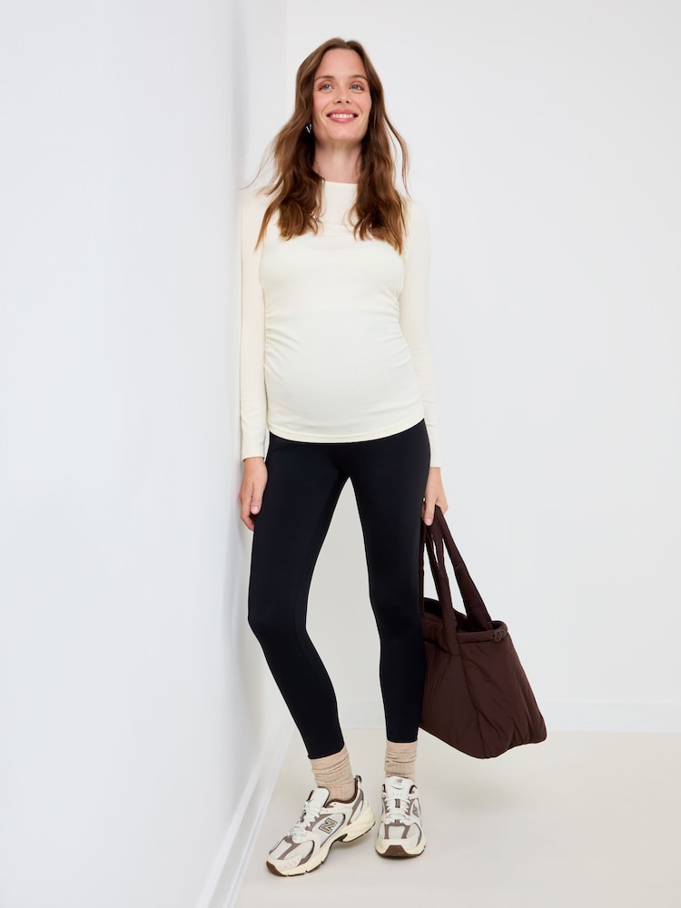 JoJo Maman Bébé Black Super Soft Seamless Maternity Leggings - Image 1 of 4 JoJo Maman Bébé Black Super Soft Seamless Maternity Leggings - Image 1 of 4