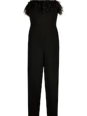 Ro&Zo Green Feather Trim Jumpsuit - Image 5 of 5