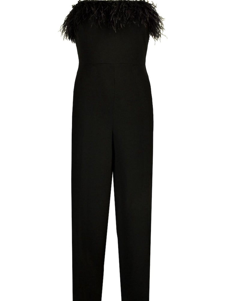 Ro&Zo Green Feather Trim Jumpsuit - Image 5 of 5