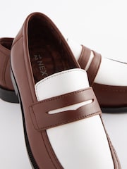 Tan/White Leather Saddle Loafers - Image 3 of 6