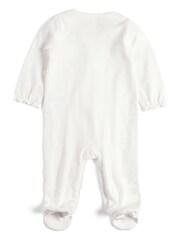 Mamas & Papas 100% Cotton Embroidered Flower White All-In-One - Image 3 of 4