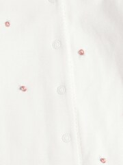 Mamas & Papas 100% Cotton Embroidered Flower White All-In-One - Image 4 of 4