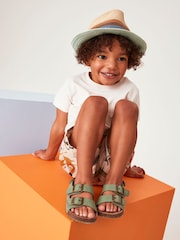 Sage Green Standard Fit (F) Double Buckle Cushioned Footbed Sandals - Image 3 of 8