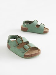 Sage Green Standard Fit (F) Double Buckle Cushioned Footbed Sandals - Image 4 of 8