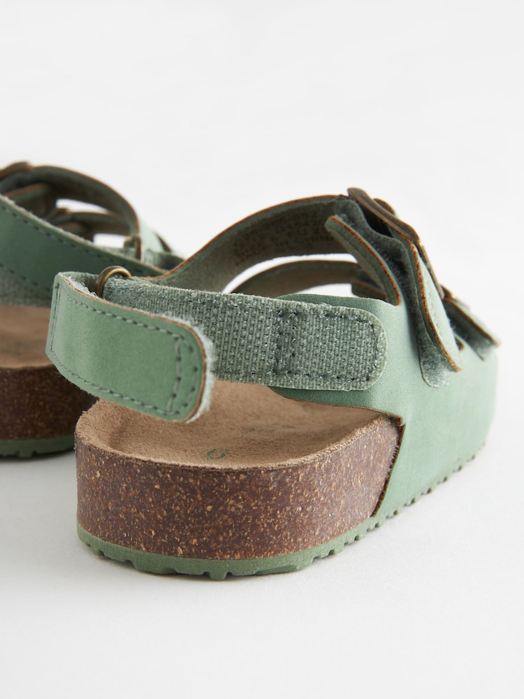 Sage Green Standard Fit (F) Double Buckle Cushioned Footbed Sandals - Image 7 of 8