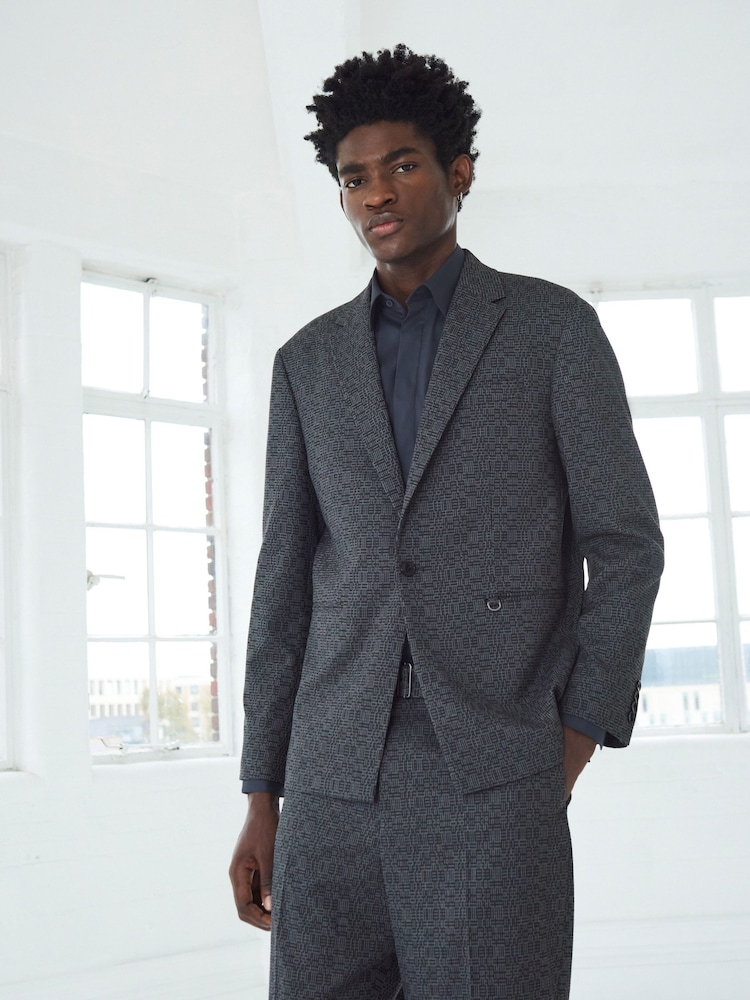 Grey EDIT Oversized Check Suit Jacket - Image 1 of 10