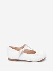 White Embellished Stain Resistant Satin Bridesmaid Collection T-Bar Occasion Shoes - Image 2 of 6