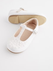 White Embellished Stain Resistant Satin Bridesmaid Collection T-Bar Occasion Shoes - Image 3 of 6