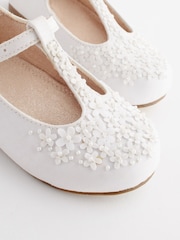 White Embellished Stain Resistant Satin Bridesmaid Collection T-Bar Occasion Shoes - Image 4 of 6