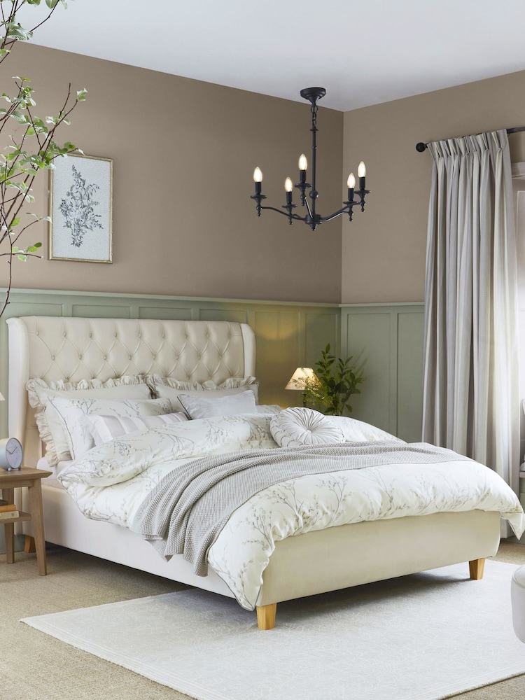 Laura Ashley Annaly Velvet Oyster Chatsworth Bed Upholstered - Image 1 of 6