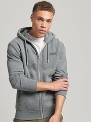 Superdry Grey Vintage Logo Embossed Zip-Up Hoodie - Image 1 of 6