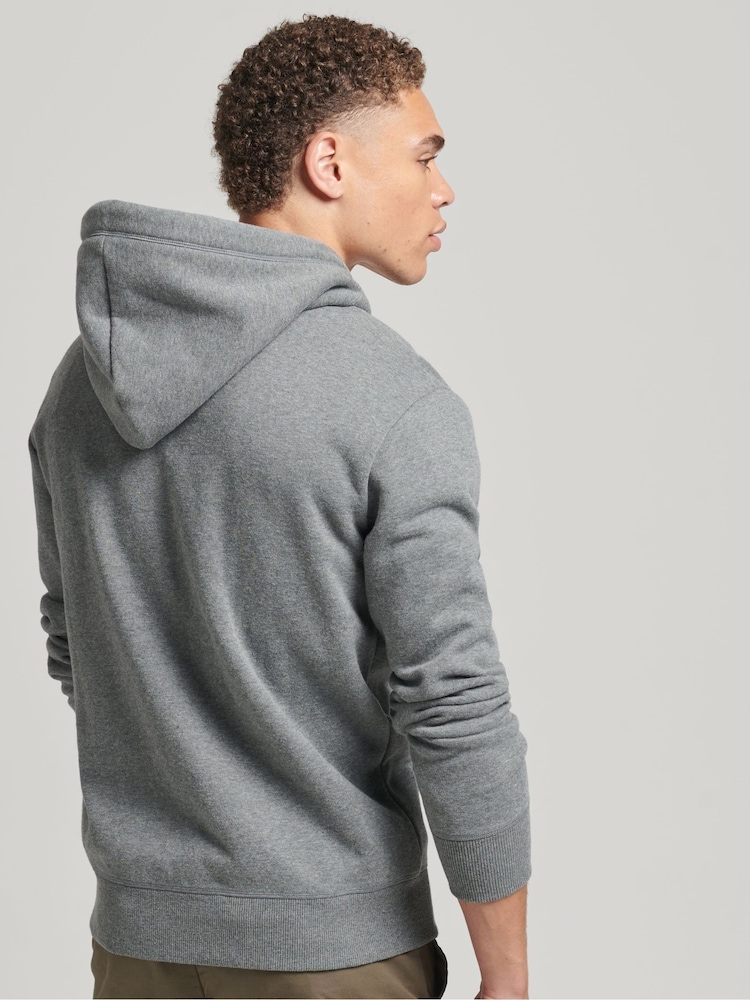 Superdry Grey Vintage Logo Embossed Zip-Up Hoodie - Image 2 of 6