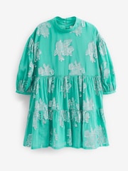 Mint Green/Silver Metallic Jacquard Dress (3-16yrs) - Image 1 of 2