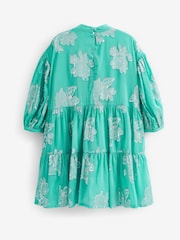 Mint Green/Silver Metallic Jacquard Dress (3-16yrs) - Image 2 of 2