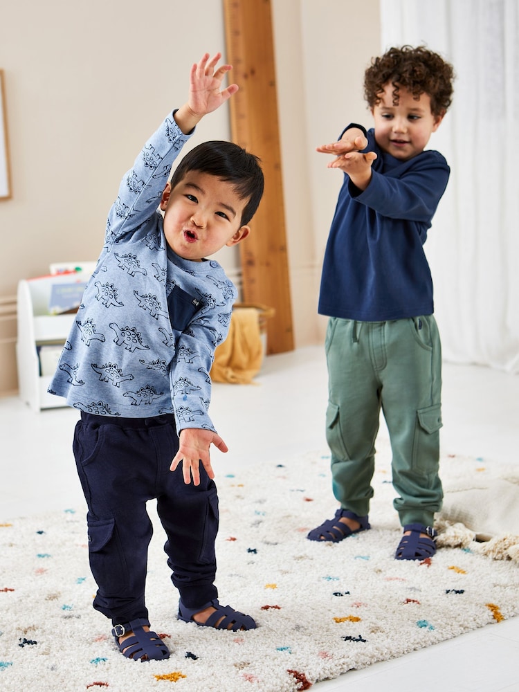 JoJo Maman Bébé Navy Blue & Khaki Green 2-Pack Cargo Joggers - Image 1 of 10